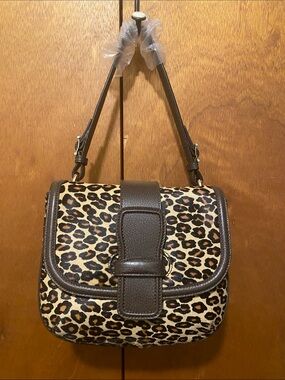 Tiffany & Co. Leopard Print Animal Hair Handbag w/Dark Brown Leather Trim